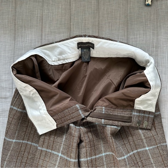 Banana Republic Vintage Wool Brown Blue Plaid Pants Size: 2L - Picture 14 of 16